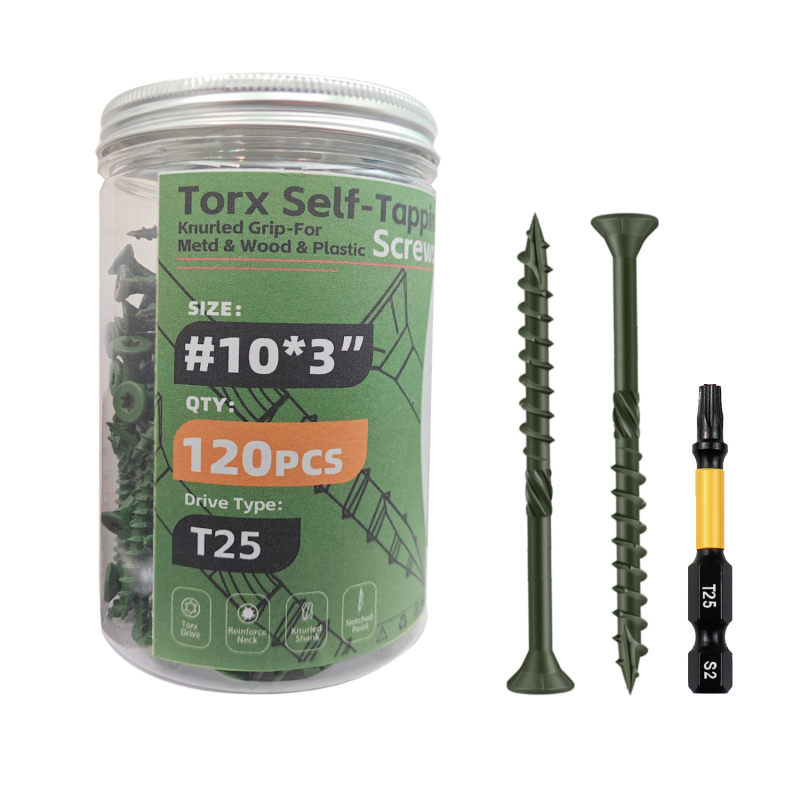 Самонарезни дървени винтове, потъваща шестостенна глава, обикновена въглеродна стомана, класа 4.8, без покритие