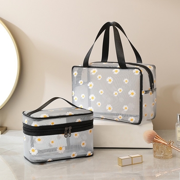 Τσάντα καλλυντικών με πλέγμα νάιλον, κυβοειδούς μορφής, μεγάλη χωρητικότητα, μοντέλο 7991