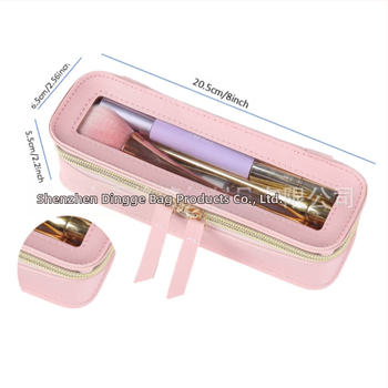 Прозрачен PU кожен несесер за козметика, голям капацитет, за пътуване (PU leather; transparent; large capacity; travel)