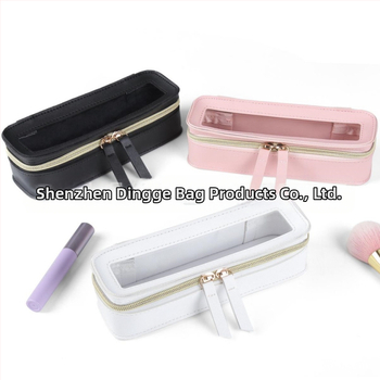 Прозрачен PU кожен несесер за козметика, голям капацитет, за пътуване (PU leather; transparent; large capacity; travel)