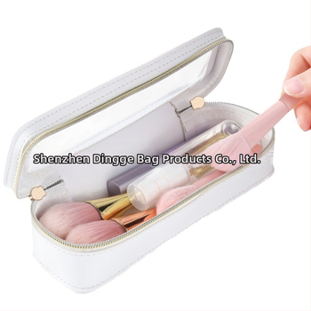 Прозрачен PU кожен несесер за козметика, голям капацитет, за пътуване (PU leather; transparent; large capacity; travel)