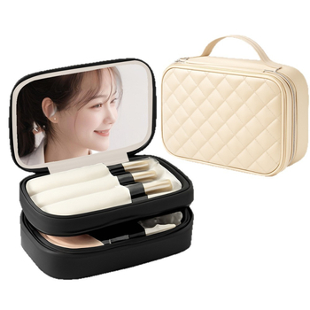 Лека PU козметична чанта с каре принт, подплата от полиестер, разширяема пътна чанта за тоалетни, унисекс