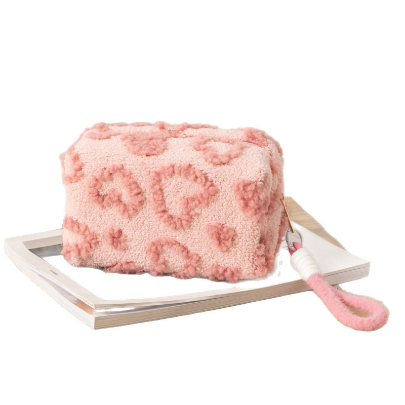 Dongjin plüss sminktáska – Nagy kapacitás, Geometriai minta, Poliészter bélés, Légáteresztő