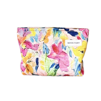 Козметична чанта с флорален принт, полиестер, подплата платно, унисекс, готова за съхранение
