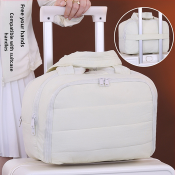 Козметична чанта с четири отделения и екстра-голям капацитет за пътуване, измит плат, подплата от полиестер, лека, унисекс