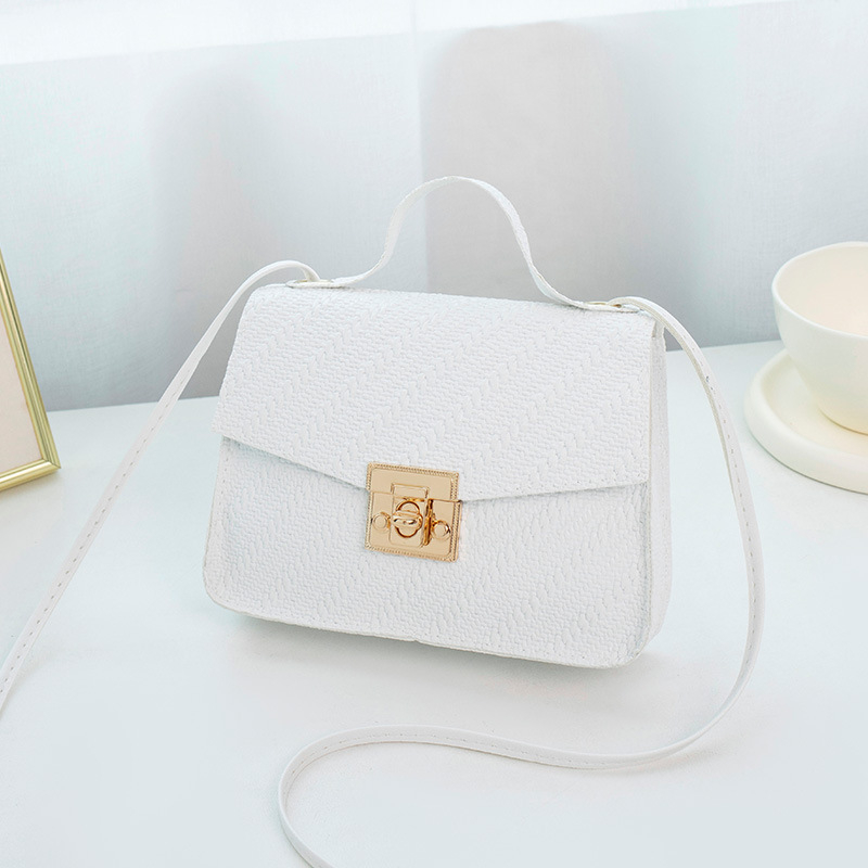 PU anyagú kis négyzet alakú női táska, záródás retesz, egy vállpánt, friss és édes stílus