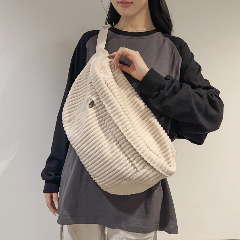 Corduroy torba za prsni dio – Urban Simplicity stil, zatvarač, trodimenzionalni dizajn, poliesterska podstava