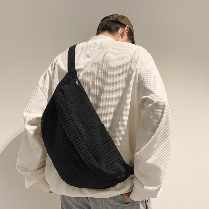 Corduroy torba za prsni dio – Urban Simplicity stil, zatvarač, trodimenzionalni dizajn, poliesterska podstava