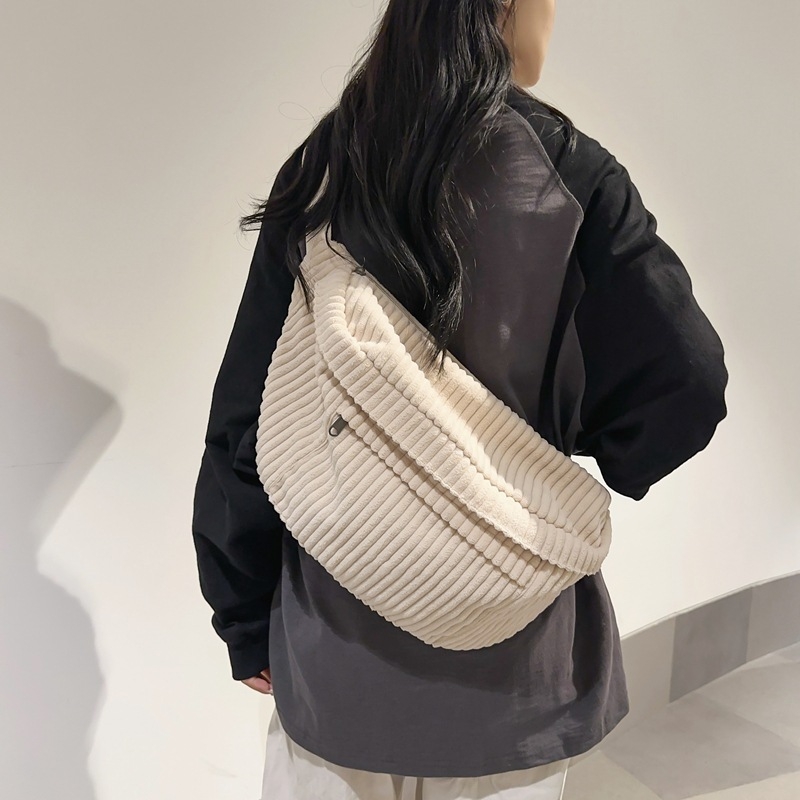 Corduroy torba za prsni dio – Urban Simplicity stil, zatvarač, trodimenzionalni dizajn, poliesterska podstava