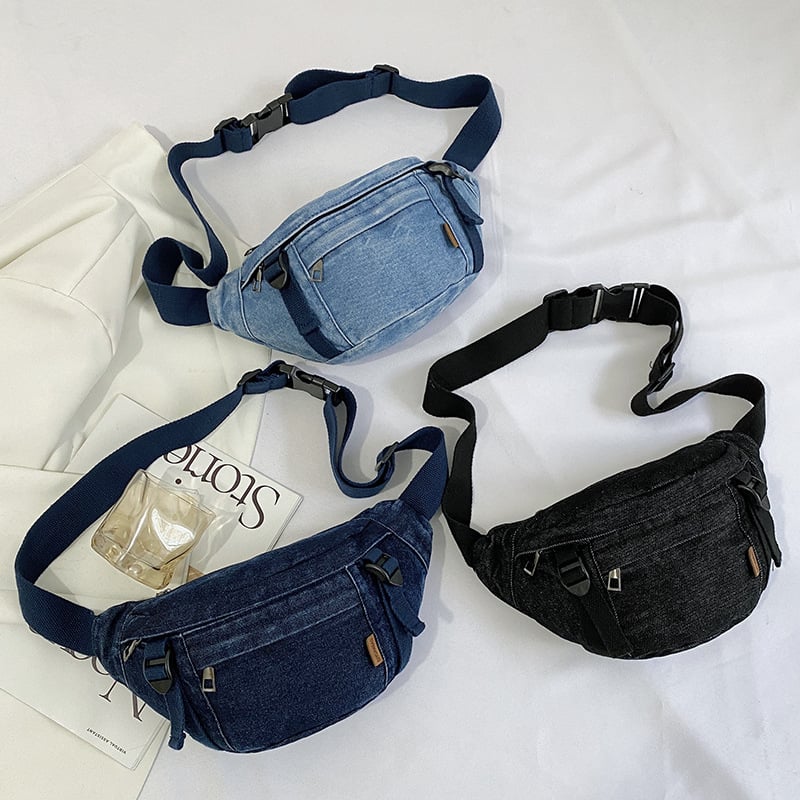 Gyerekeknek való crossbody denim táska – aranyos stílus, poliészter bélés, egyszerű minta, ideális óvodába, mindennapi használatra (Ősz 2024)