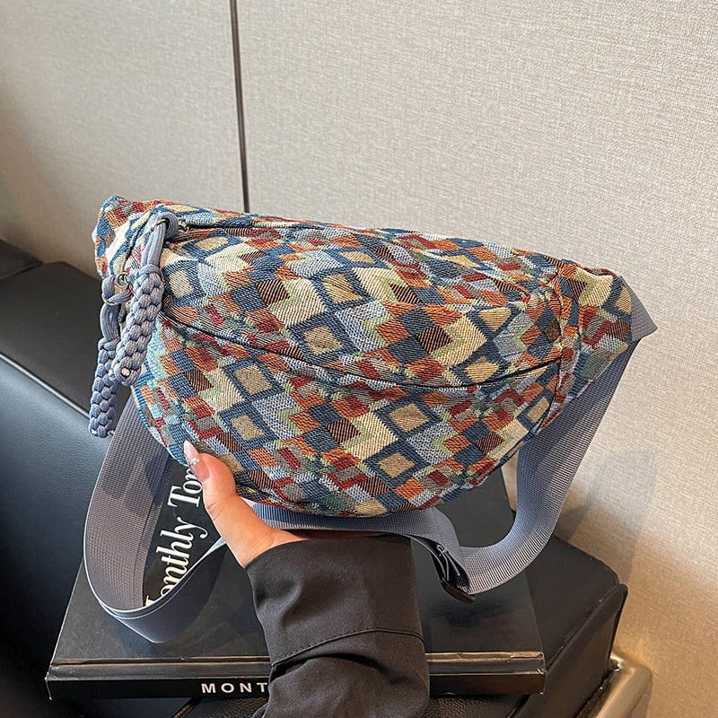 Torba za prsnu Crossbody — gradska jednostavnost, platno, zatvaranje na zip, poliester podstava, proljeće 2025