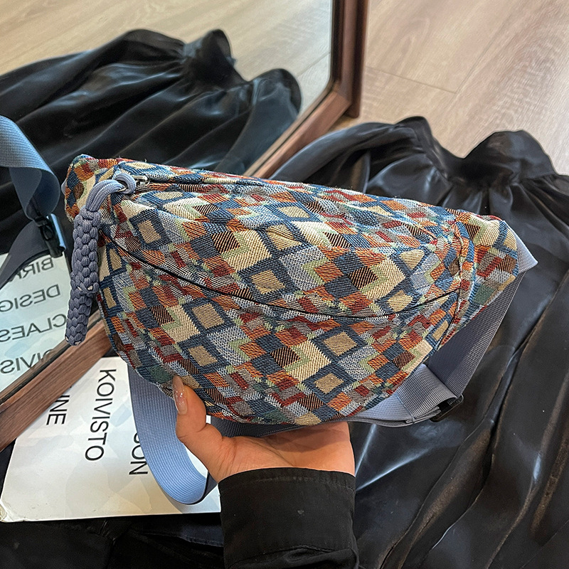 Torba za prsnu Crossbody — gradska jednostavnost, platno, zatvaranje na zip, poliester podstava, proljeće 2025