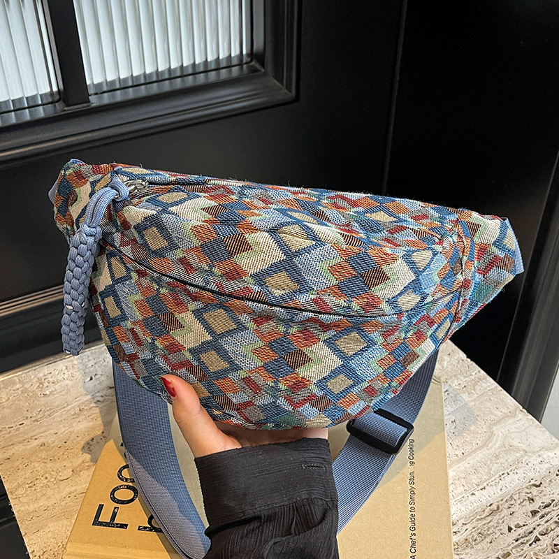 Torba za prsnu Crossbody — gradska jednostavnost, platno, zatvaranje na zip, poliester podstava, proljeće 2025