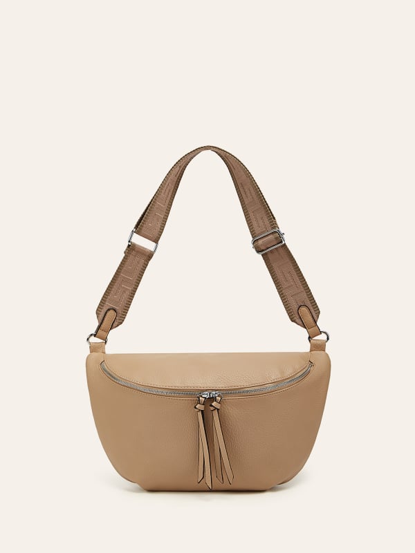 zijinling ženska PU crossbody torba s širokim remenom — gradski minimalistički stil, proljeće 2025, zatvarač, unutarnja pretinica za telefon