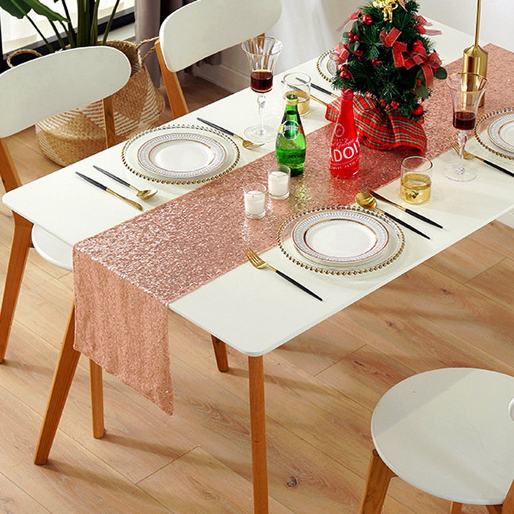 Table Flag с пайети – правоъгълна настолна покривка, едноцветен дизайн, 100% пайети, полиестерна подплата, персонализирана обработка