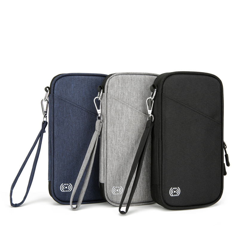 Οργανωτής διαβατηρίων και εγγράφων με προστασία RFID, αδιάβροχος, μεγάλος χώρος, από ύφασμα Oxford