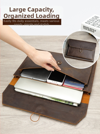 Мъжка клатч чанта от естествена кожа, кожа от първи слой говеждо, водоустойчива, износоустойчива и удароустойчива, есен 2024