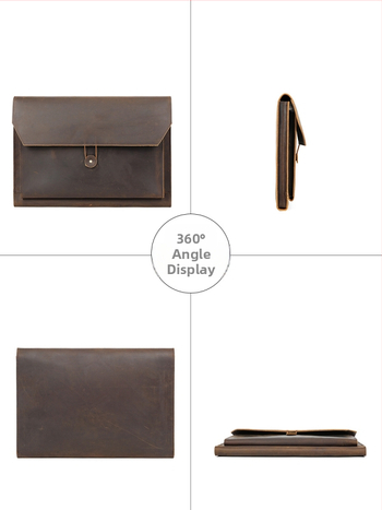 Мъжка клатч чанта от естествена кожа, кожа от първи слой говеждо, водоустойчива, износоустойчива и удароустойчива, есен 2024