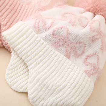 Dječja pletena kapa za uši s jacquard uzorkom, visok vrh, topla i otporna na vjetar, akril