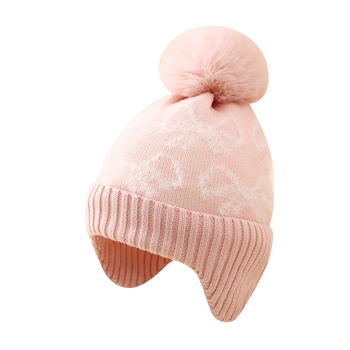Dječja pletena kapa za uši s jacquard uzorkom, visok vrh, topla i otporna na vjetar, akril