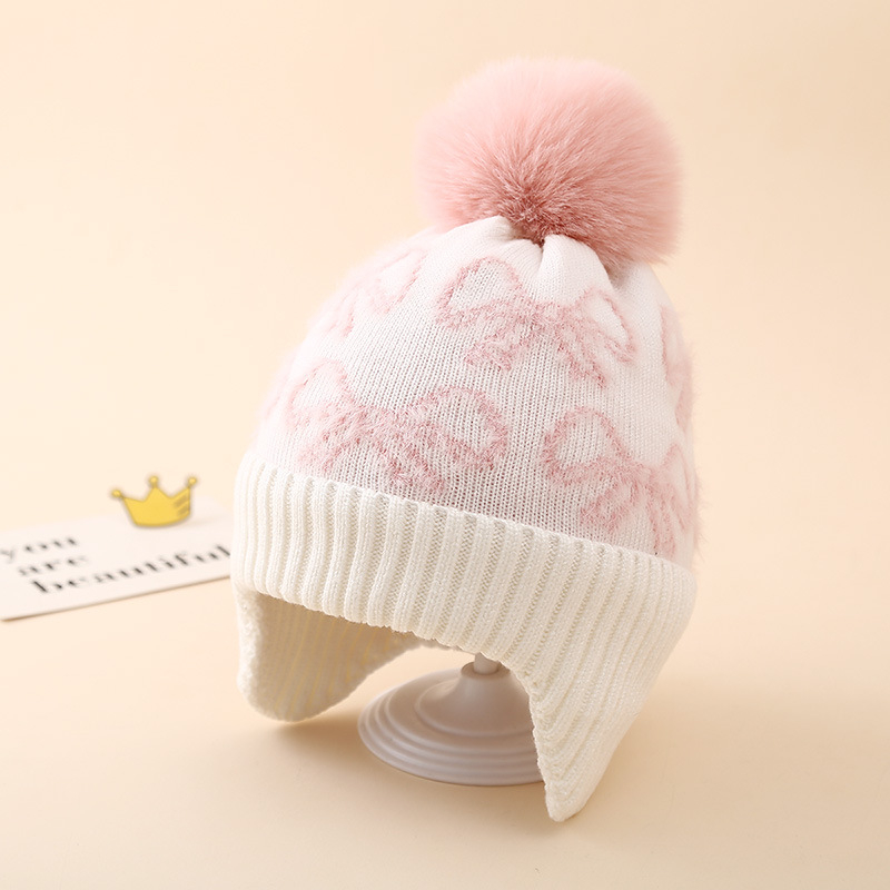 Dječja pletena kapa za uši s jacquard uzorkom, visok vrh, topla i otporna na vjetar, akril