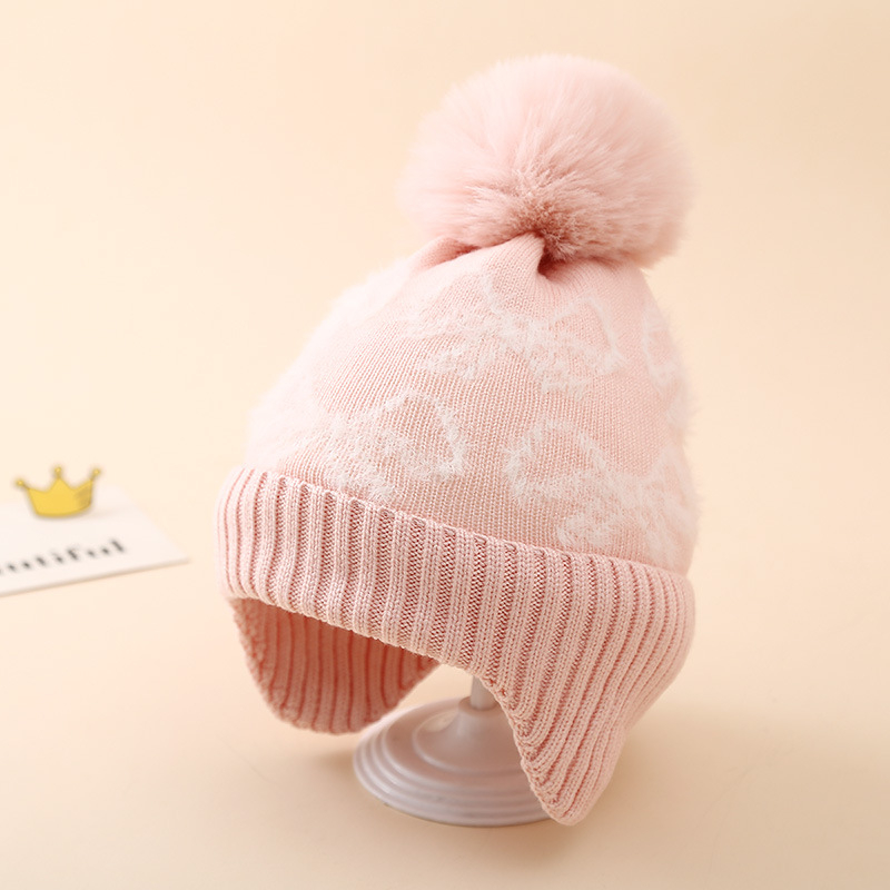 Dječja pletena kapa za uši s jacquard uzorkom, visok vrh, topla i otporna na vjetar, akril