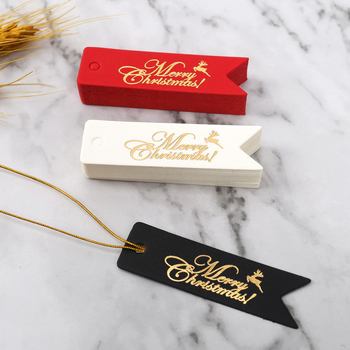 Kalėdinė dovanos etiketė su auksu įspaudu, popierinė, kabinimui