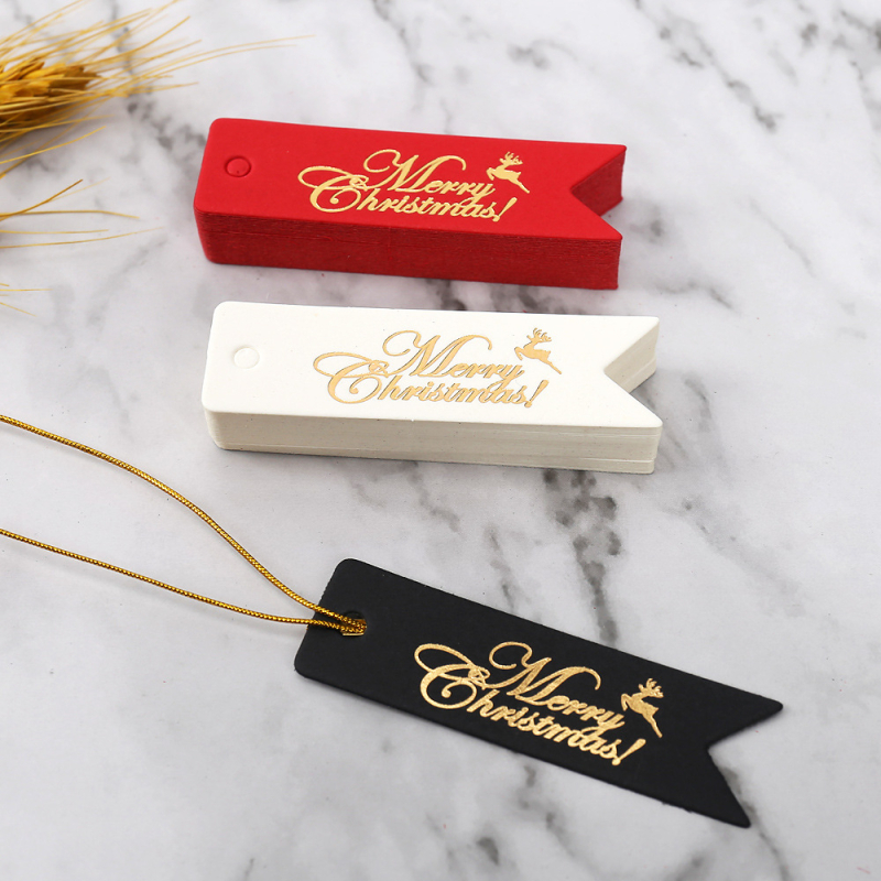 Kalėdinė dovanos etiketė su auksu įspaudu, popierinė, kabinimui