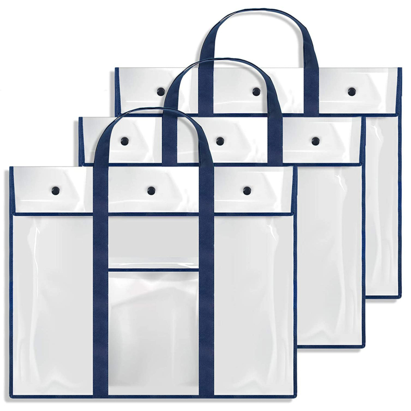 PVC прозрачен калъф за файлове с дръжка – snap закопчаване, стереоскопичен дизайн, марка Chastity