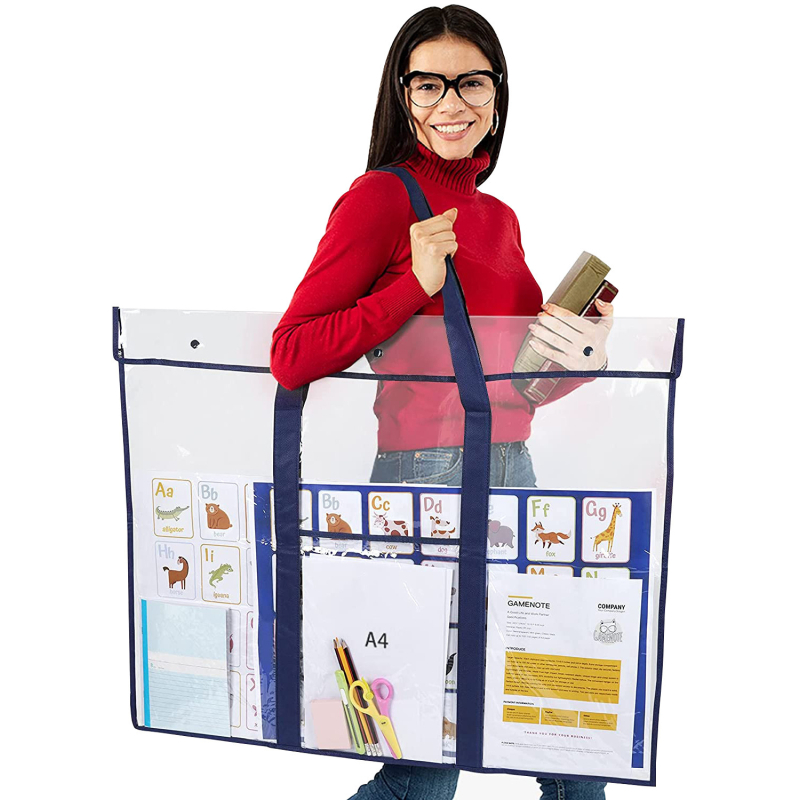 PVC прозрачен калъф за файлове с дръжка – snap закопчаване, стереоскопичен дизайн, марка Chastity