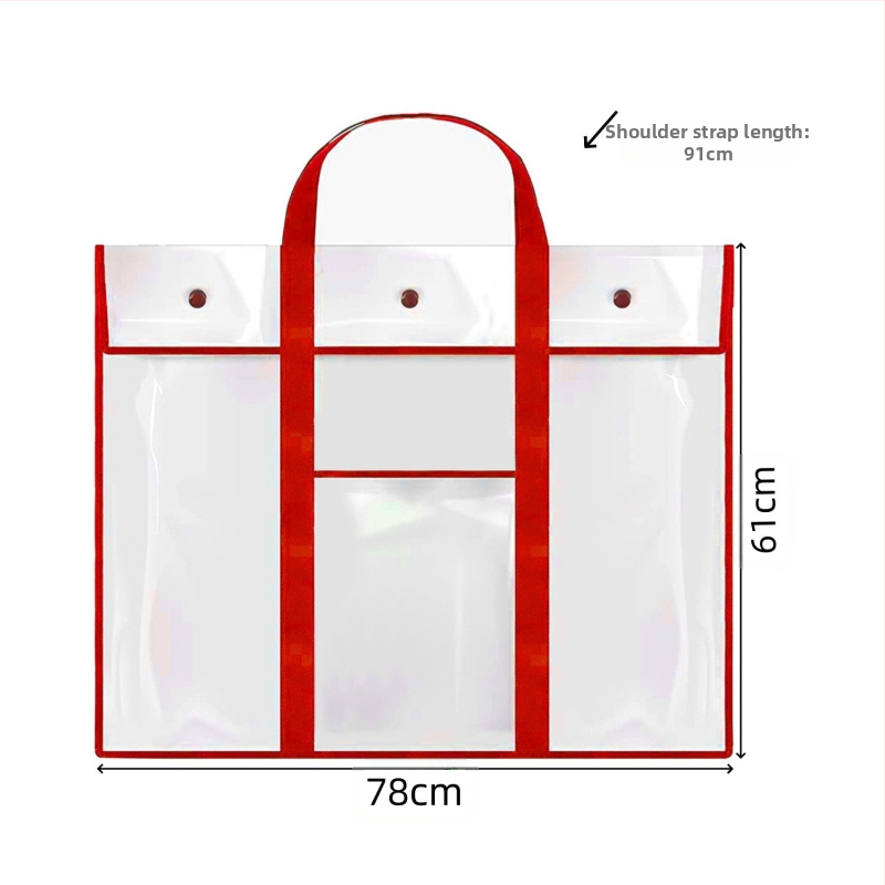 PVC прозрачен калъф за файлове с дръжка – snap закопчаване, стереоскопичен дизайн, марка Chastity