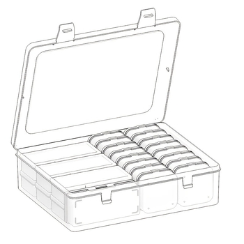 Σετ κουτιών αποθήκευσης γραφείου, μοντέλο 5.5, PP πλαστικό, χωρητικότητα 10 διαμερισμάτων, σετ 14 κουτιών, ανθεκτικά στη σκόνη, με καπάκι