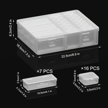 Σετ κουτιών αποθήκευσης γραφείου, μοντέλο 5.5, PP πλαστικό, χωρητικότητα 10 διαμερισμάτων, σετ 14 κουτιών, ανθεκτικά στη σκόνη, με καπάκι