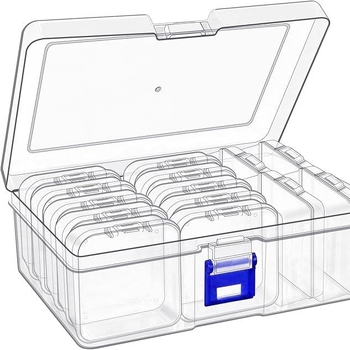Σετ κουτιών αποθήκευσης γραφείου, μοντέλο 5.5, PP πλαστικό, χωρητικότητα 10 διαμερισμάτων, σετ 14 κουτιών, ανθεκτικά στη σκόνη, με καπάκι