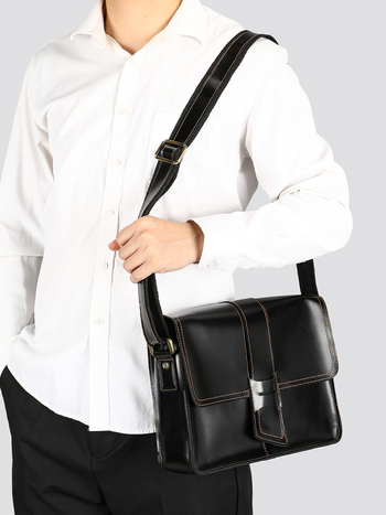 Vyrų odinė pečių rankinė, pirmojo sluoksnio karvės oda, poliesterio pamušalas, 2025 m. vasaros išleidimas, verslo kelionėms tinkama