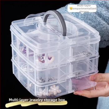 Κιβώτιο αποθήκευσης με 18 διαμερίσματα, φορητό — πλαστικό σκληρό κουτί σε κορεατικό στυλ, αποσπώμενο, για εργαλεία και LEGO παιχνίδια