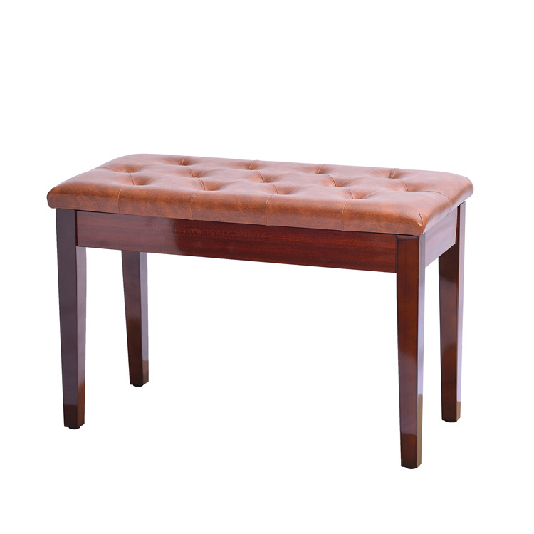 Кожен двоен стол за пиано с вграден шкаф за книги – универсален стол за пиано и клавиатури