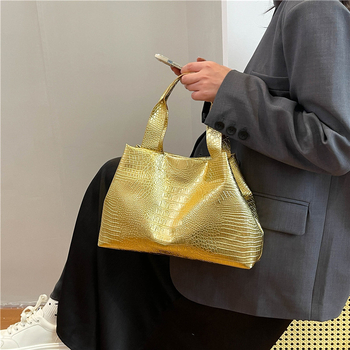 Ženska tote torba s uzorkom krokodila (street trend, PU materijal, magnetsko zatvaranje, džep za mobitel, podstava od poliestera)