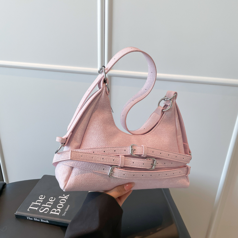 PU чанта за рамо с форма на възглавница, капак, цип, подплата от найлон