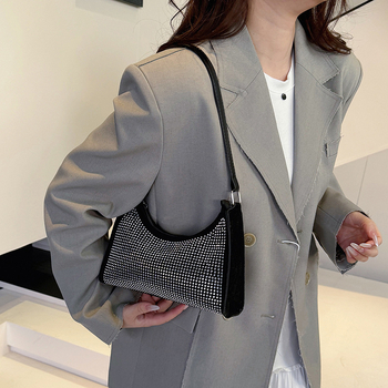 Γυναικεία σουέντ τσάντα ώμου, οριζοντίου τετράγωνου σχήματος, με φερμουάρ, μονή ιμάντα, επένδυση πολυεστέρα