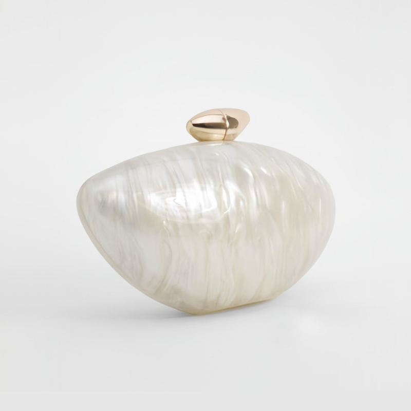 Átlátszó akril klatch táska lánccal - mágneses zár, poliészter bélés, mindennapi használatra