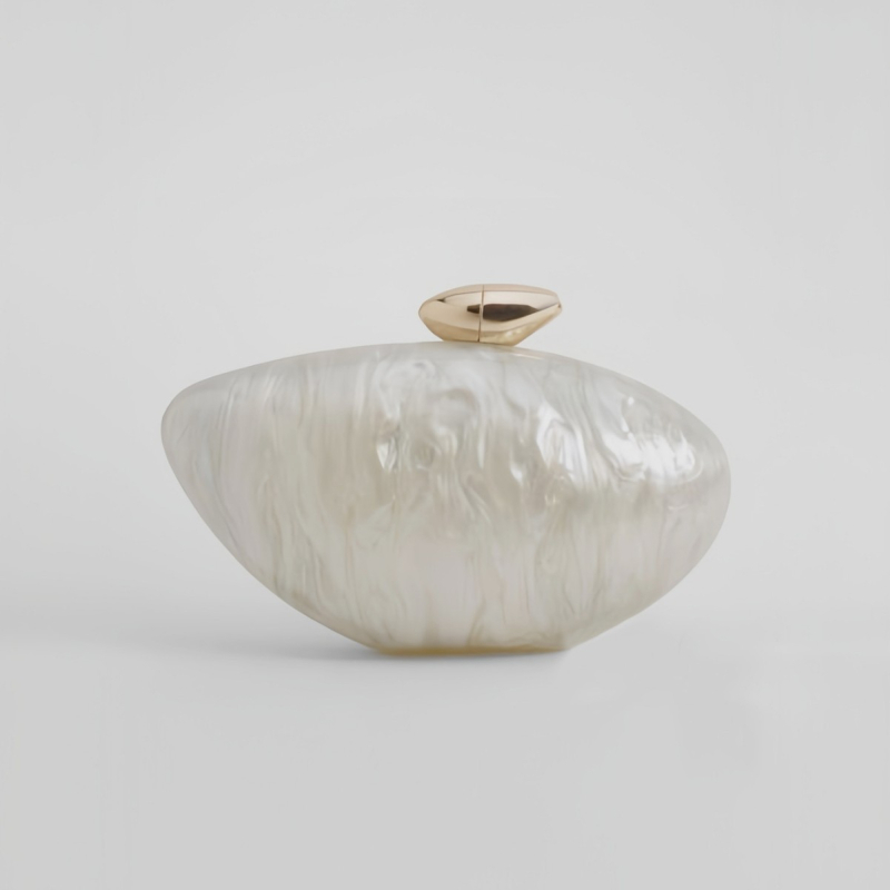 Átlátszó akril klatch táska lánccal - mágneses zár, poliészter bélés, mindennapi használatra