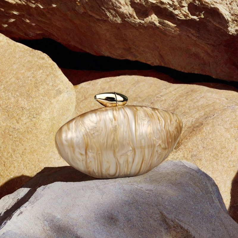 Átlátszó akril klatch táska lánccal - mágneses zár, poliészter bélés, mindennapi használatra