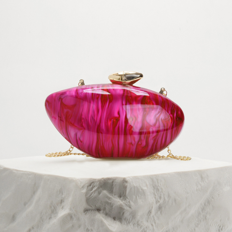 Átlátszó akril klatch táska lánccal - mágneses zár, poliészter bélés, mindennapi használatra