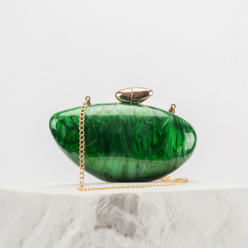 Átlátszó akril klatch táska lánccal - mágneses zár, poliészter bélés, mindennapi használatra