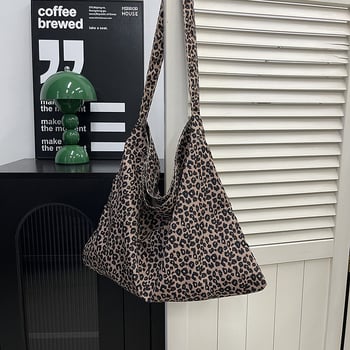 Ženska torba od najlona za svakodnevne potrebe, leopard uzorak, horizontalni kvadratni oblik, s jednim remenom, unutarnja pretinica za telefon