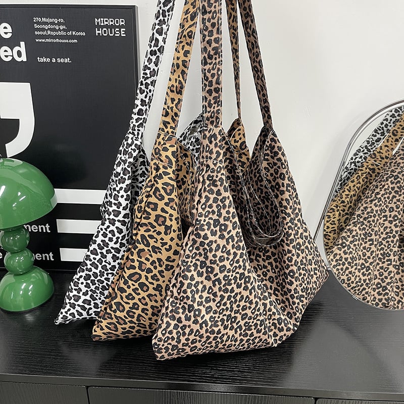 Ženska torba od najlona za svakodnevne potrebe, leopard uzorak, horizontalni kvadratni oblik, s jednim remenom, unutarnja pretinica za telefon