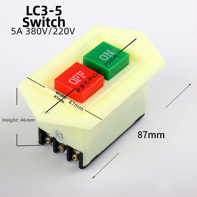 Бутонен превключвател за машина за рязане на 400 стомана, водоустойчив, IP50, 50-440V, свързване чрез натискане, електрическа издръжливост 20 000 цикъла, механична издръжливост 100 000 цикъла