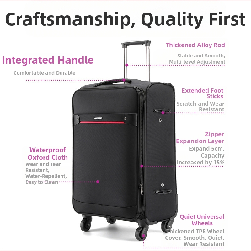 Куфар от Oxford плат с универсални колела, ципно затваряне, разширяем, възможност за персонализирано лого