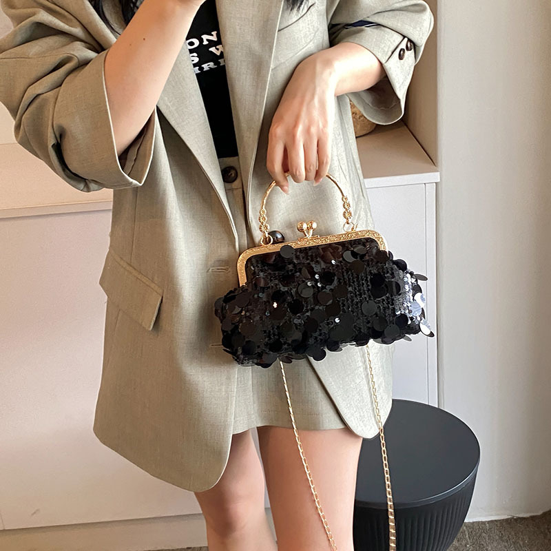 Moteriška rankinė, gatvės stilius, blizgučiai, kriauklės formos rankinė, vidinė telefono kišenė